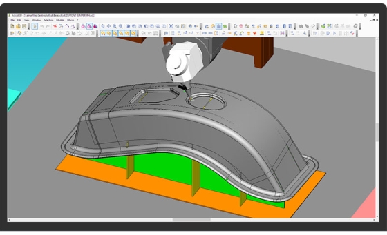 Almacam Space Cut, software di programmazione per macchine da taglio 3D.